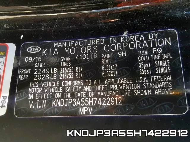 KNDJP3A55H7422912 фото 2