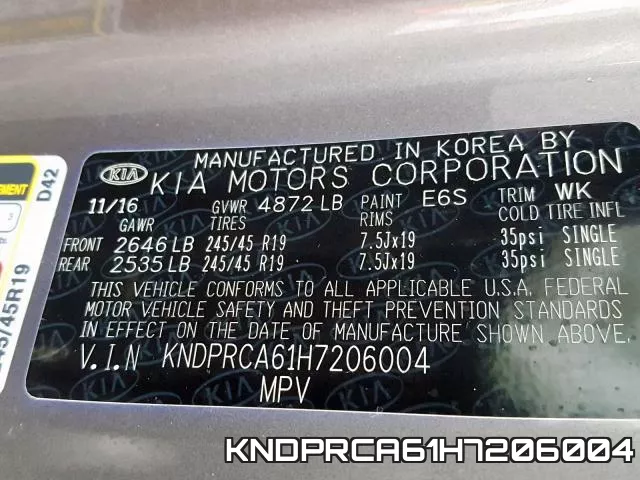 KNDPRCA61H7206004 фото 2