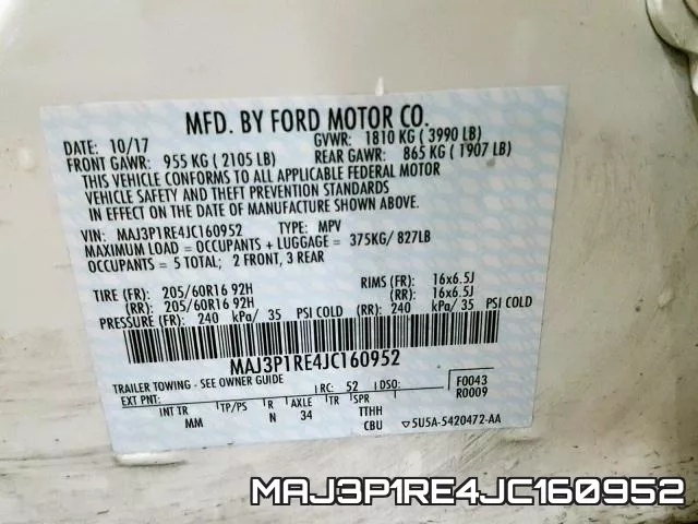 MAJ3P1RE4JC160952 фото 2