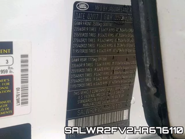 SALWR2FV2HA676110 фото 2