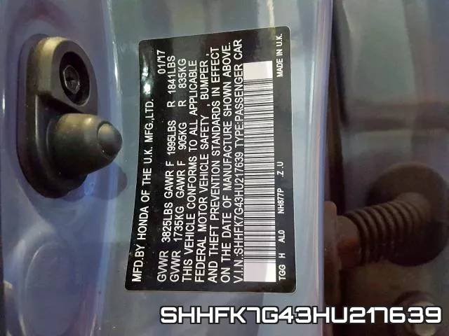 SHHFK7G43HU217639 фото 2