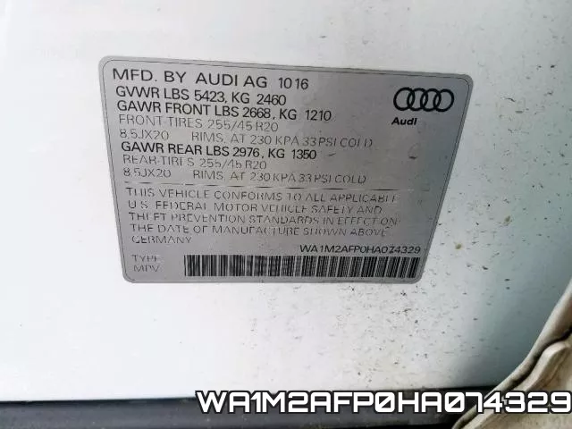 WA1M2AFP0HA074329 фото 2