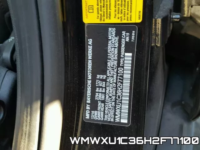WMWXU1C36H2F77100 фото 2