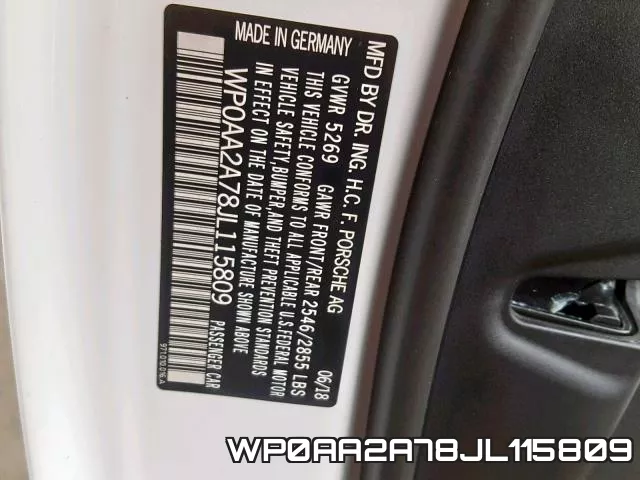 WP0AA2A78JL115809 фото 2