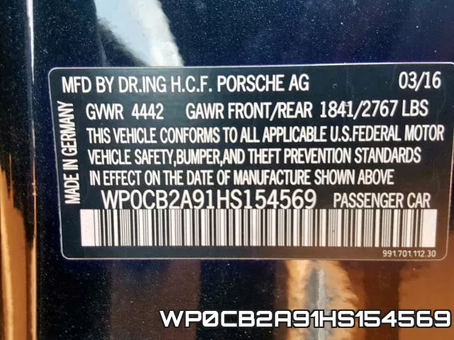 WP0CB2A91HS154569 фото 2