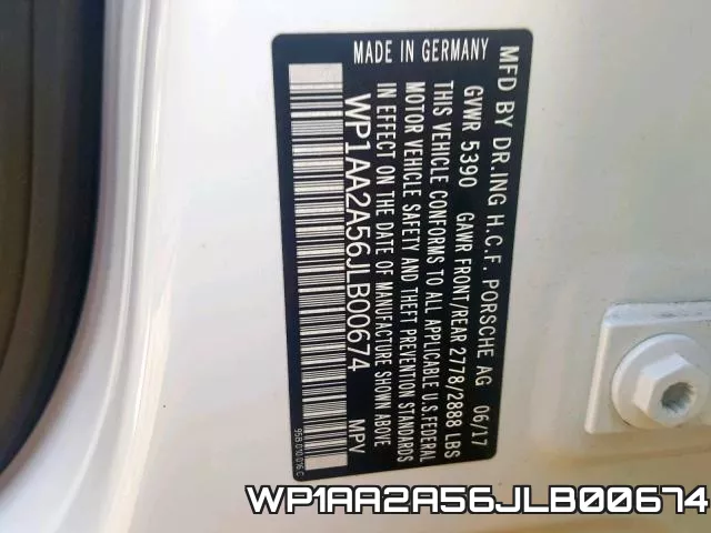 WP1AA2A56JLB00674 фото 2