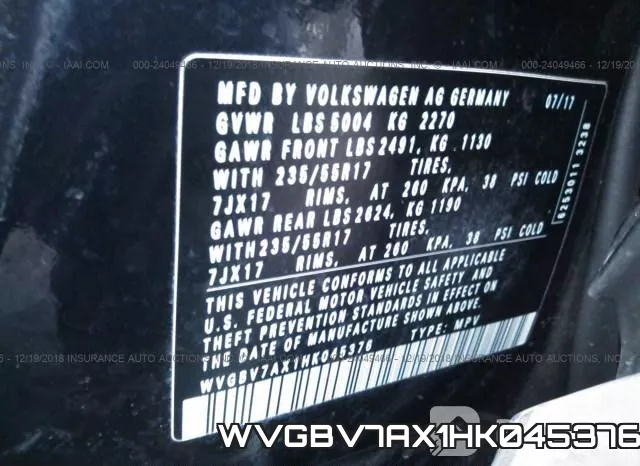 WVGBV7AX1HK045376 фото 10