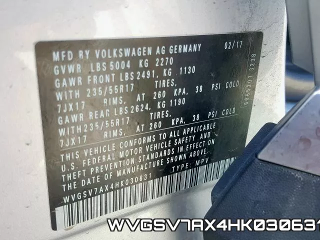 WVGSV7AX4HK030631 фото 2