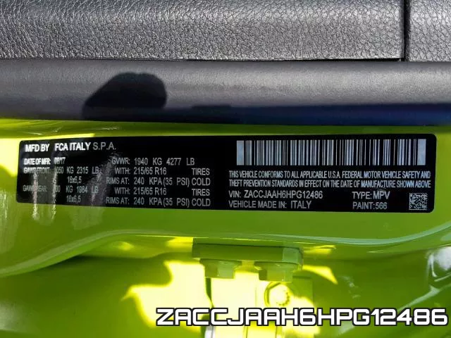 ZACCJAAH6HPG12486 фото 2