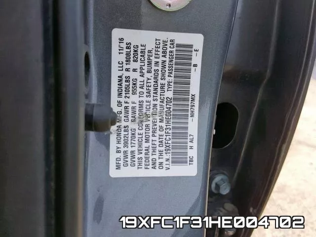 19XFC1F31HE004702 фото 2