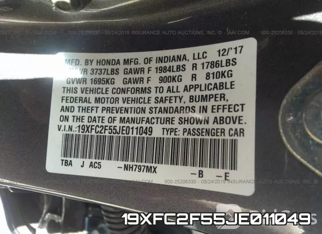 19XFC2F55JE011049 фото 10
