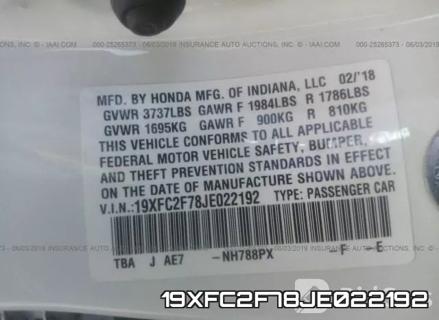 19XFC2F78JE022192 фото 10