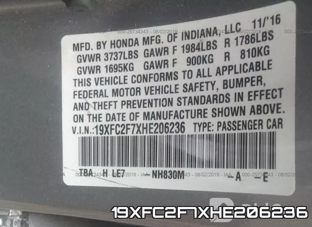 19XFC2F7XHE206236 фото 10