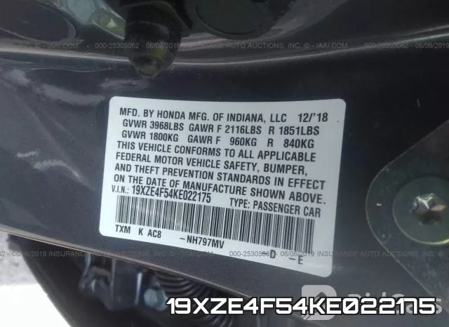 19XZE4F54KE022175 фото 10