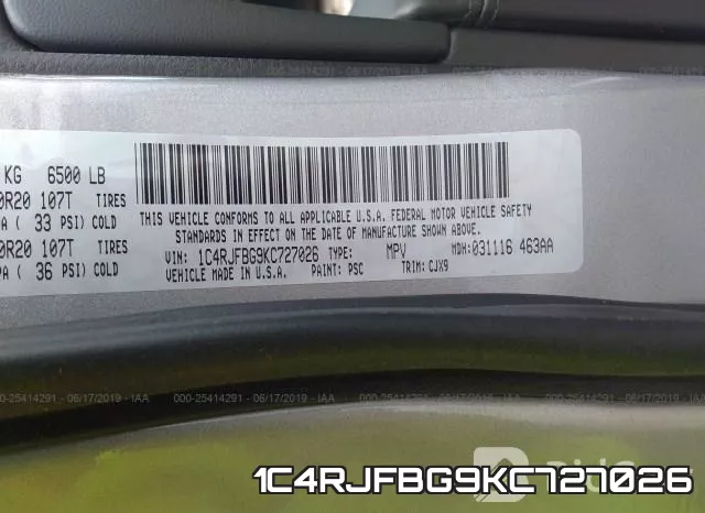 1C4RJFBG9KC727026 фото 10