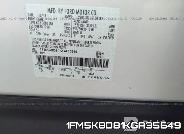 1FM5K8D81KGA35649 фото 10