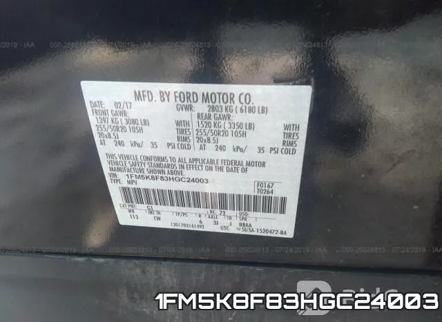 1FM5K8F83HGC24003 фото 10