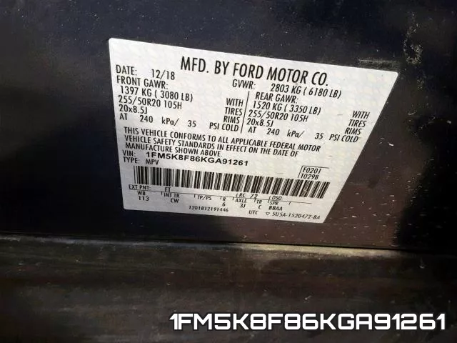 1FM5K8F86KGA91261 фото 2