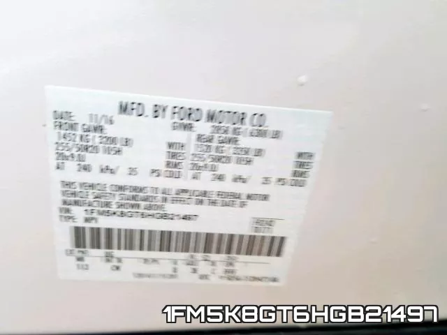 1FM5K8GT6HGB21497 фото 2