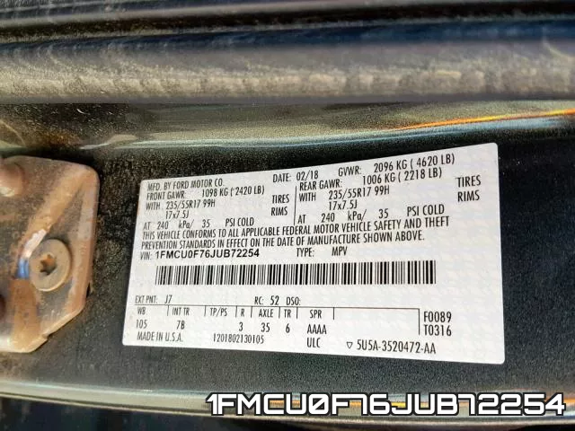 1FMCU0F76JUB72254 фото 2