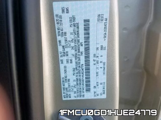 1FMCU0GD1HUE24779 фото 2