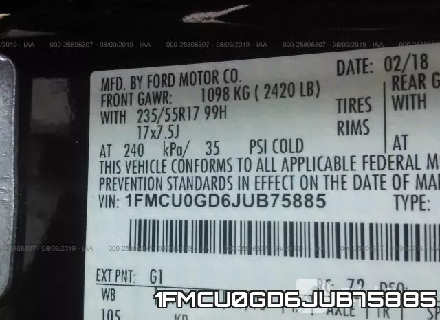 1FMCU0GD6JUB75885 фото 10