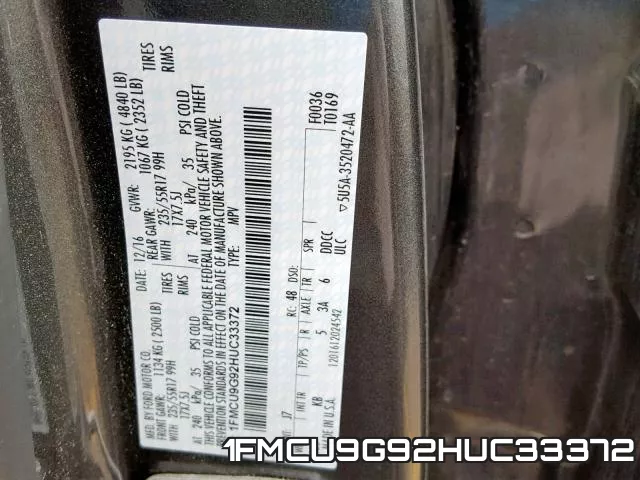 1FMCU9G92HUC33372 фото 2