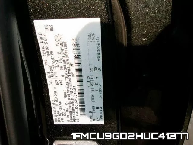 1FMCU9GD2HUC41377 фото 2