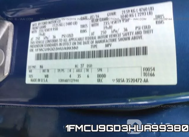 1FMCU9GD3HUA99380 фото 9