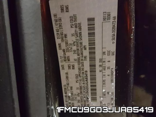 1FMCU9GD3JUA85419 фото 2
