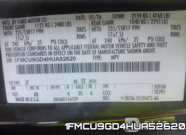 1FMCU9GD4HUA52620 фото 10
