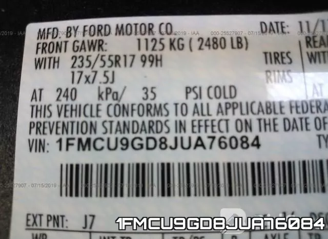 1FMCU9GD8JUA76084 фото 10