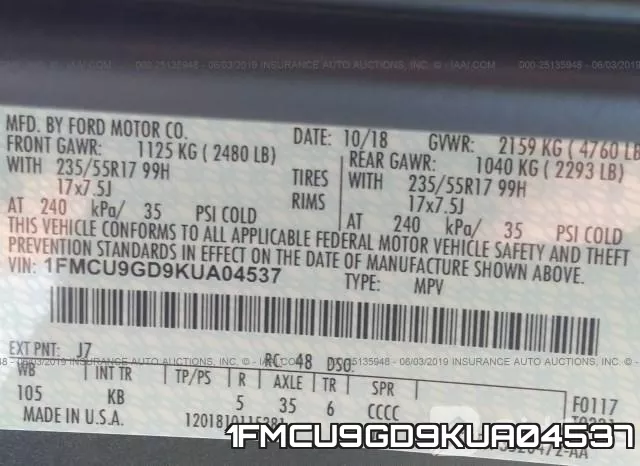 1FMCU9GD9KUA04537 фото 10