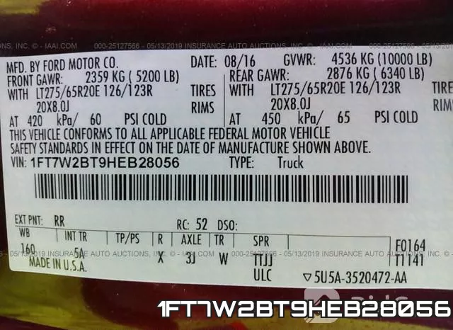 1FT7W2BT9HEB28056 фото 10
