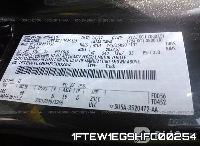 1FTEW1EG9HFC00254 фото 10