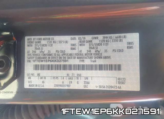 1FTEW1EP6KKD27591 фото 10