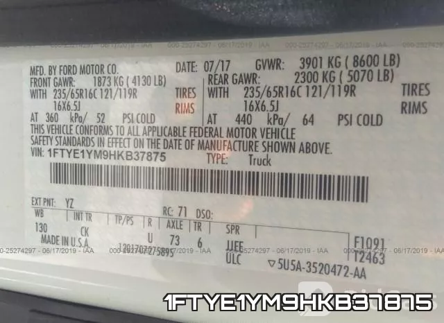 1FTYE1YM9HKB37875 фото 10