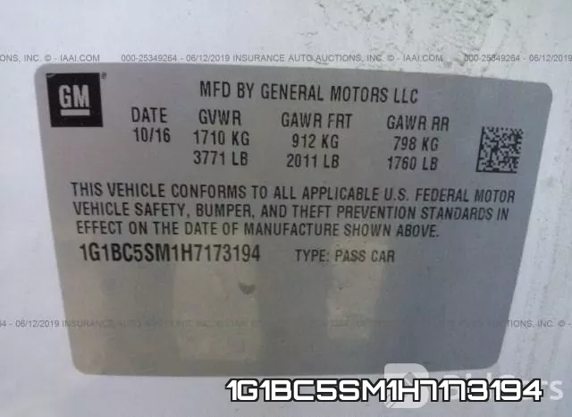 1G1BC5SM1H7173194 фото 10