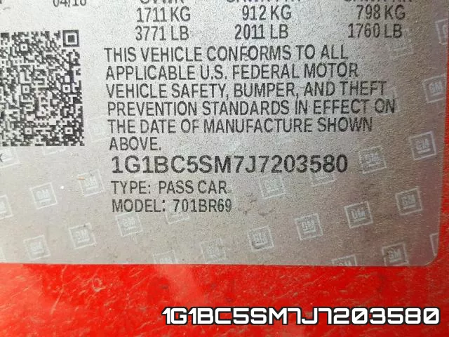 1G1BC5SM7J7203580 фото 2