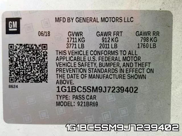 1G1BC5SM9J7239402 фото 2