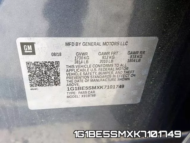 1G1BE5SMXK7101749 фото 2