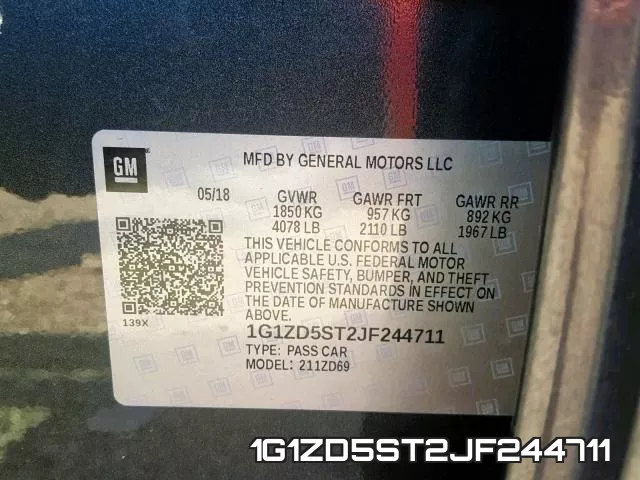 1G1ZD5ST2JF244711 фото 2