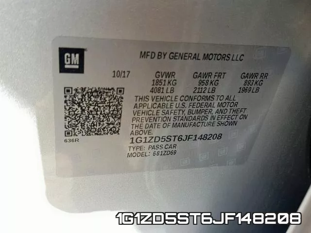 1G1ZD5ST6JF148208 фото 2
