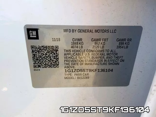 1G1ZD5ST9KF136104 фото 2
