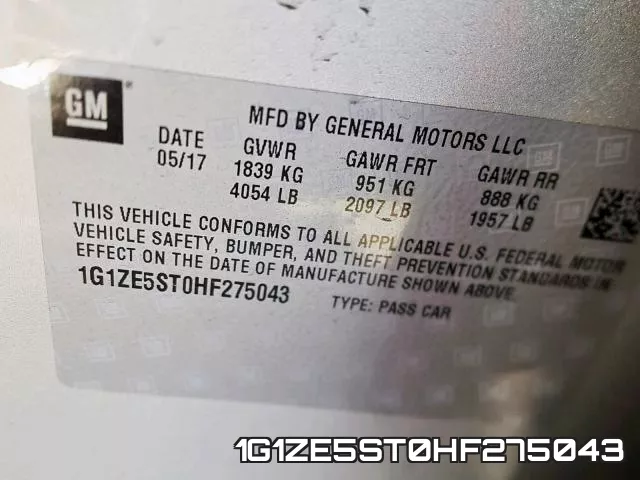 1G1ZE5ST0HF275043 фото 2
