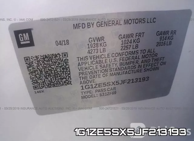 1G1ZE5SX5JF213193 фото 10