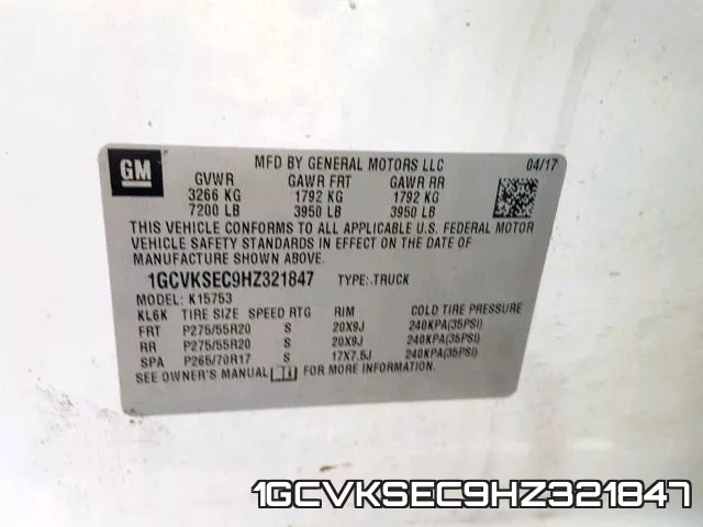 1GCVKSEC9HZ321847 фото 2