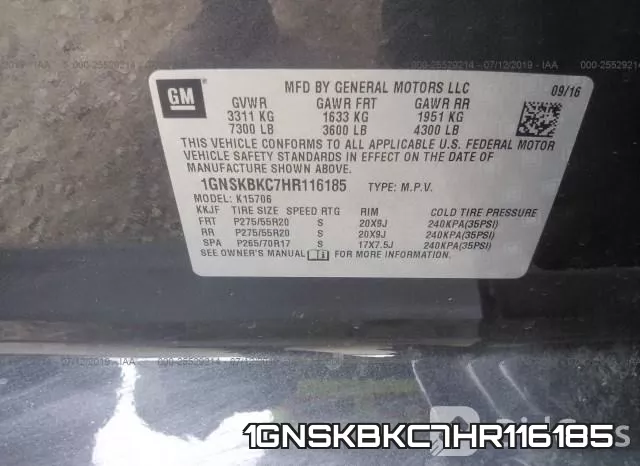 1GNSKBKC7HR116185 фото 10