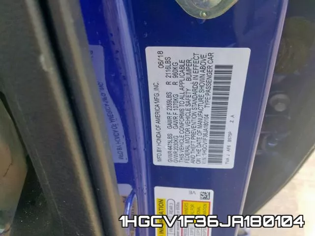 1HGCV1F36JA180104 фото 2