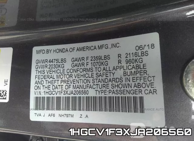 1HGCV1F3XJA206560 фото 10